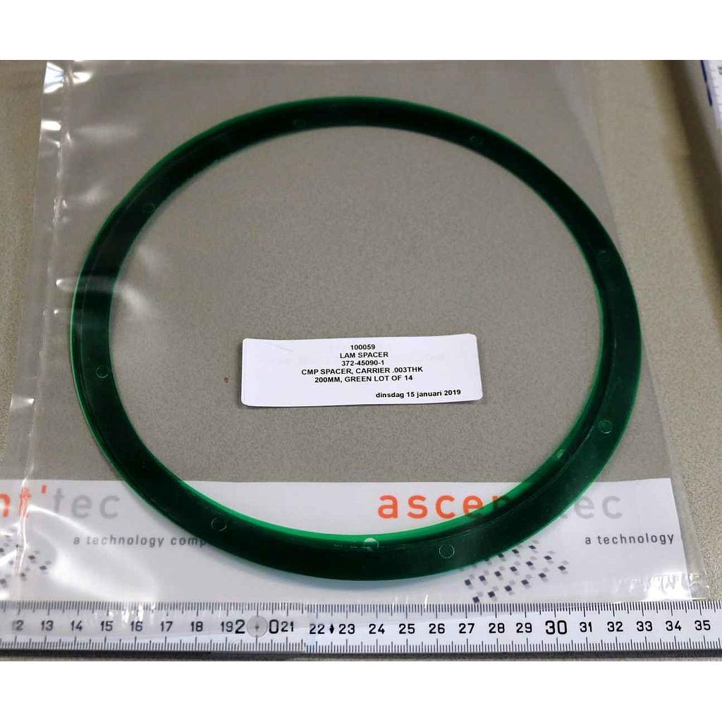 CMP SPACER, CARRIER .003THK 200mm, GREEN, LOT OF 14