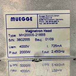 [MH2000S-218BB/101136] Balzers Muegge Magnetron Head MH2000S-218BB 2000W Output